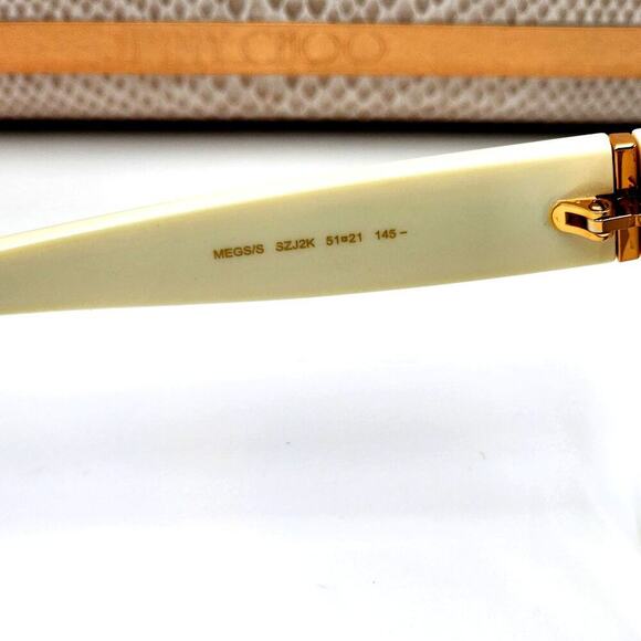 Jimmy Choo 51MM Embellished White/Ivory Rectangle Sunglasses - Picture 7 of 13